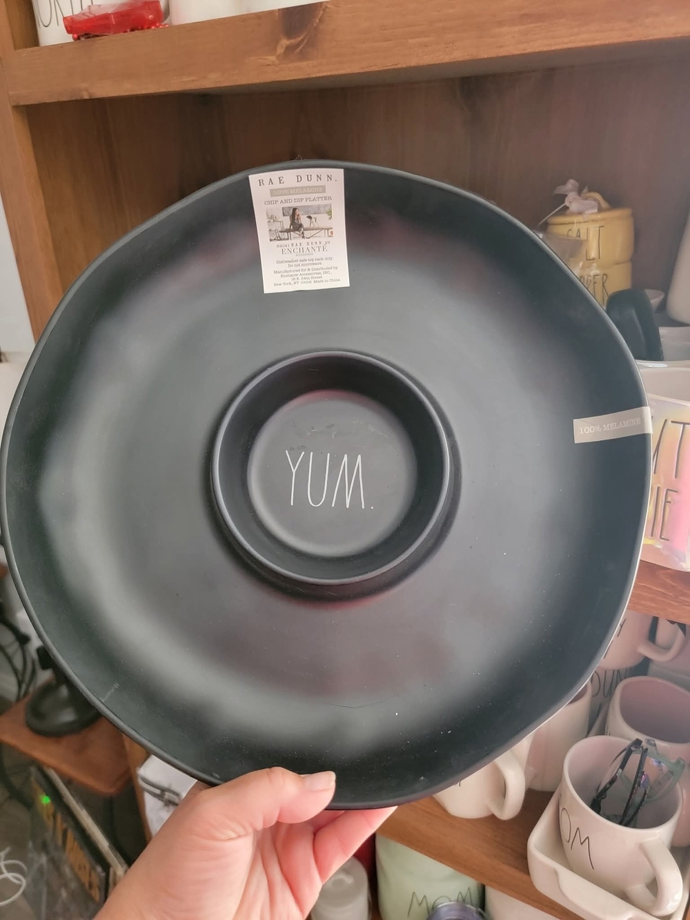 Rae Dunn Black 'YUM.' Chip & Dip Platter
